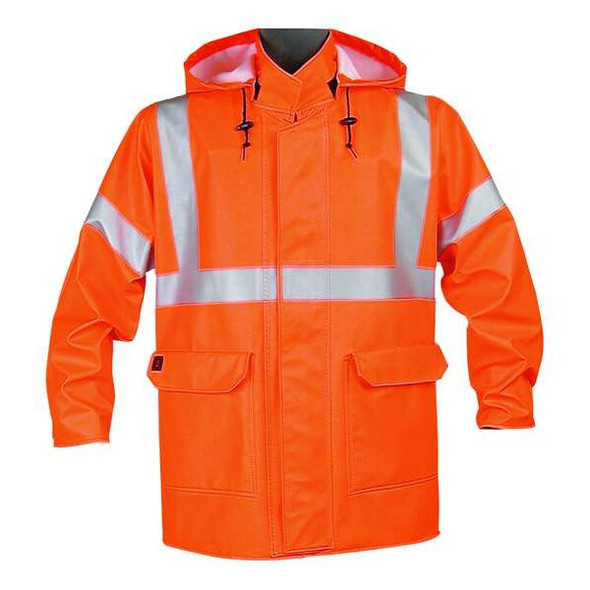 Nasco Arc Flash Rain Jacket,Cat 2,Orange,2XL 4503JFO2 Nasco Arc Flash Rain Jacket,Cat 2,Orange,2XL 4503JFO2
