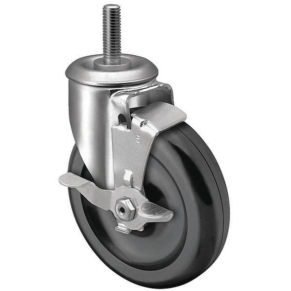 3" X 1-1/4" Non-Marking Polyolefin Swivel Caster, Side Brake, Loads Up To 200 lb