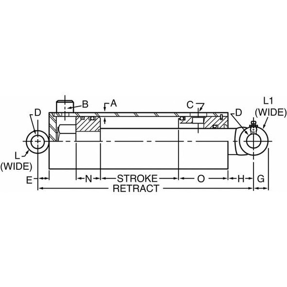 Prince Cylinder,hyd,4 In Bore x 48 In Stroke PMC-5648
