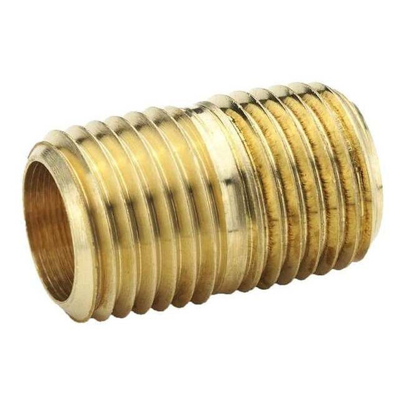 Parker Nipple Brass Nipple, 1/4 in Male NPT X 1/4 in Male NPT 215PN-4