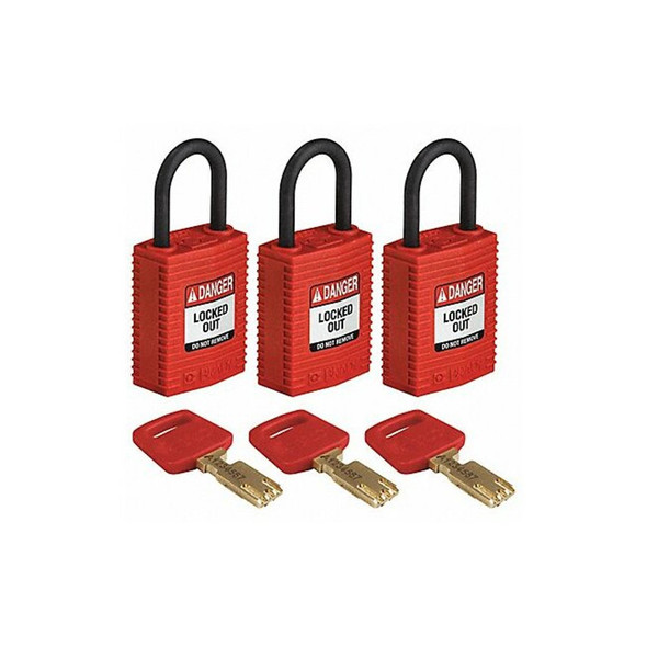 Brady Lockout Padlock,Nylon,Red,PK3 CPT-RED-25PL-KA3PK Brady Lockout Padlock,Nylon,Red,PK3 CPT-RED-25PL-KA3PK