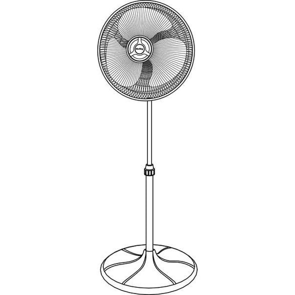 Air King 16" Blade Dia Pedestal Fan, Oscillating, 3 Speeds, 120VAC, White with Gray Accents 9126