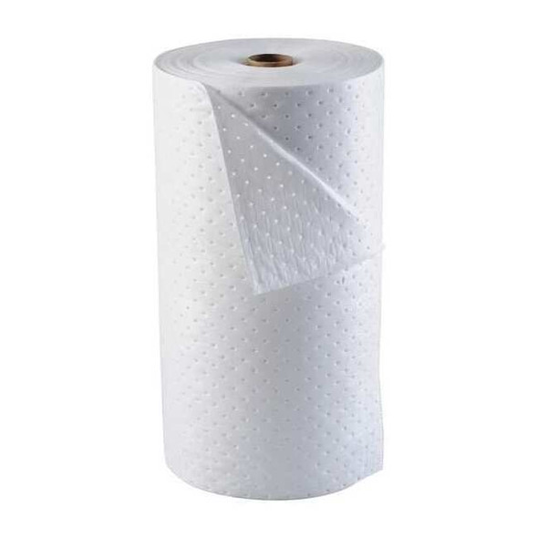 Brady Sorbent Roll, 38 gal, 30 in x 150 ft, Oil, White, Polypropylene OP350-DP