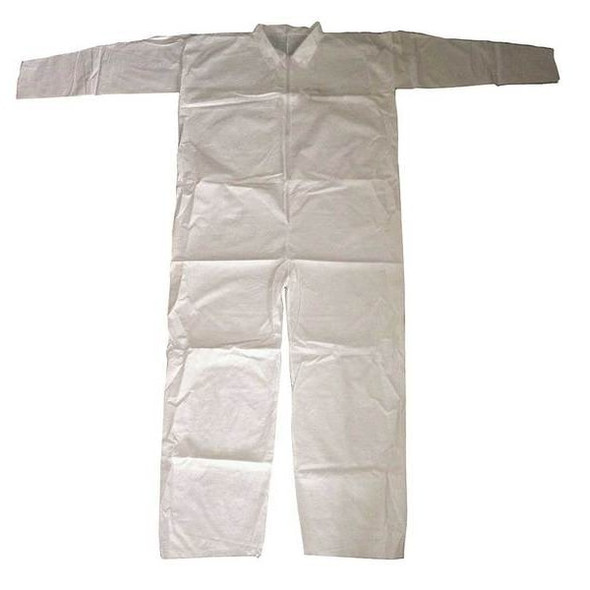 Condor Collared Disposable Coveralls, 3XL, White, zipper 30C567
