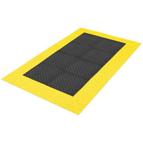 Antifatigue Mat, 96" L x 3 ft. W, 1" Thickness, PVC, Diamond, Black/Yellow