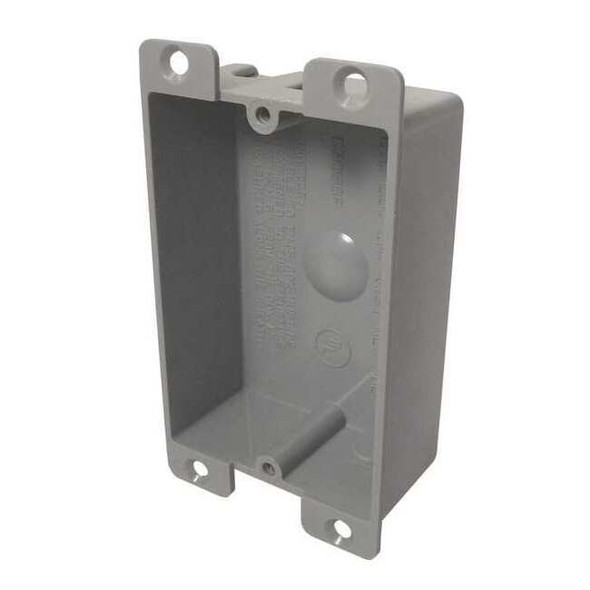 Electrical Box, 8 cu in, Square Box Type, 1 Gang, PVC, Rectangular Shape