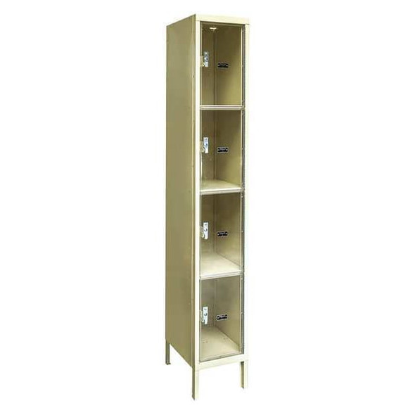 Hallowell Box Locker, 12 in W, 12 in D, 78 in H, (1) Wide, (4) Tier, Tan USVP1228-4A-PT
