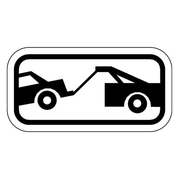 Tow Zone No Parking Sign, 12" W, 6" H, No Text, Aluminum, White