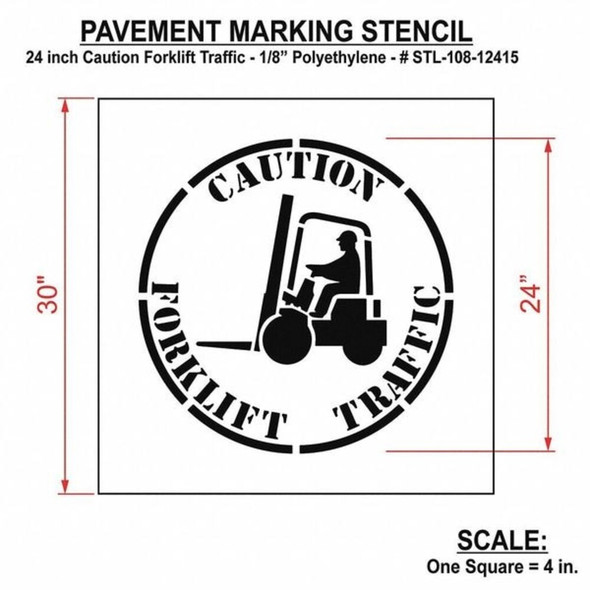 Rae Stencil,Caution Forklift Traffic, STL-108-12415 STL-108-12415