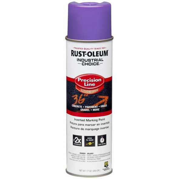 Precision Line Marking Paint, 17 Oz, Fluorescent Purple, Solvent -Based