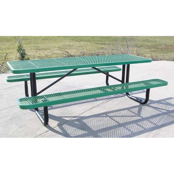 Rectangle ADA Picnic Table, Blue, Expanded Metal, 6 Seats, 96 in L, 29 5/8 in H Overall