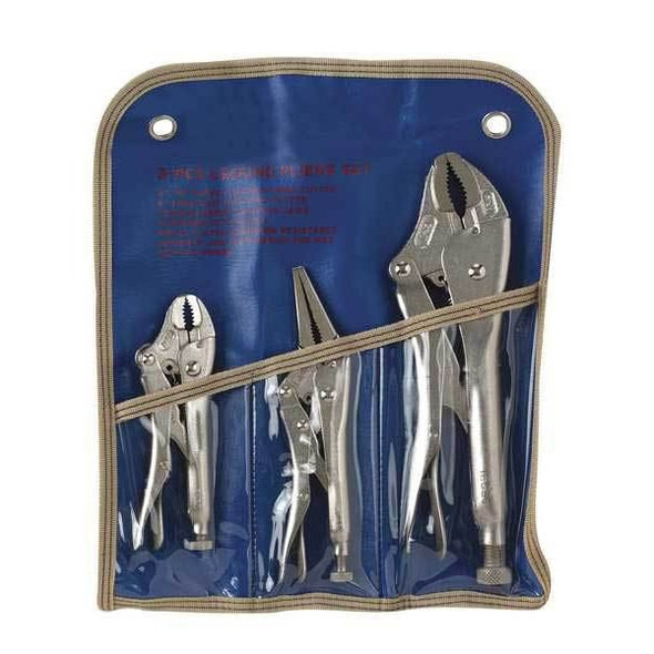 Westward 3 Piece Locking Pliers Set Vinyl Grip Handle 1ECF5