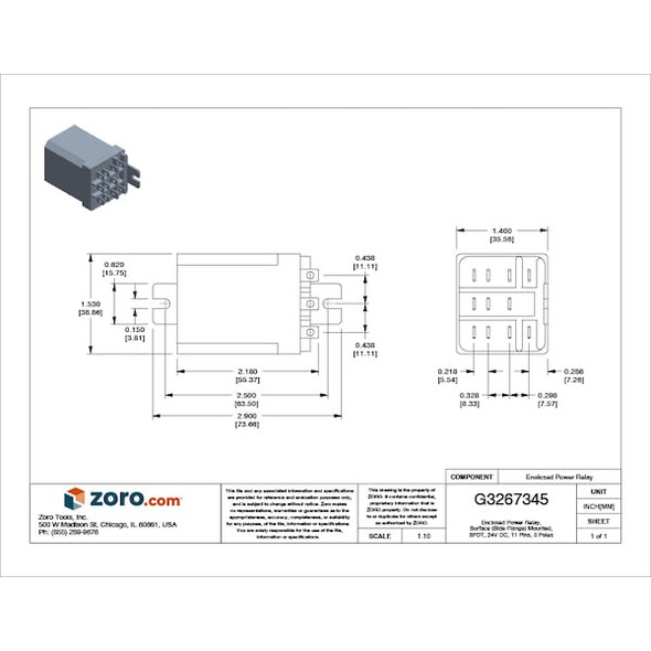 Schneider Electric Flange Mount, Enclosed Power Relay, Octal, 20 A, 11, Quick Connect 389FXCXC1-24D