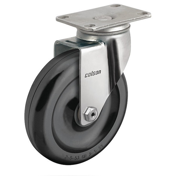 Colson Plate Caster,Swivel,Polyolefin,4 1/8"H 2.33456.544 Colson Plate Caster,Swivel,Polyolefin,4 1/8"H 2.33456.544