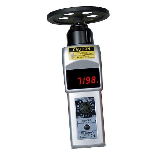Shimpo Tachometer,6 to 99,999 rpm DT-207LR-S12