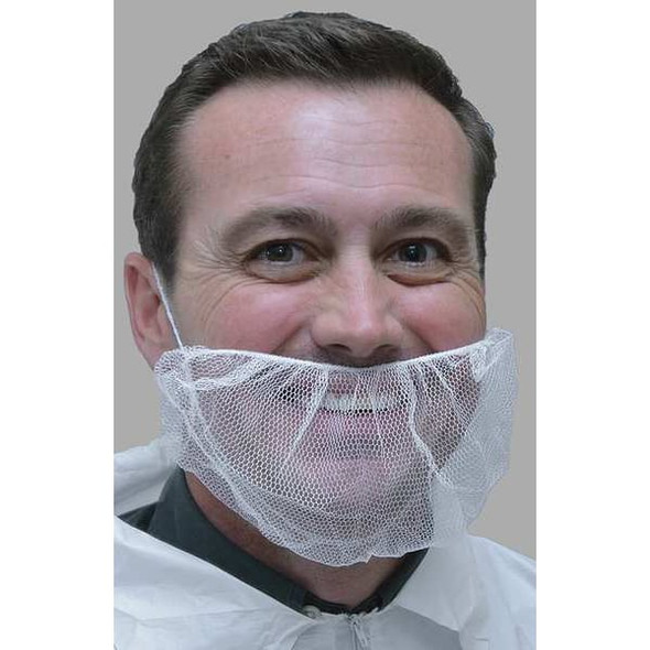 Action Chemical Beard Cover, Nylon, Polyester, 18 in Dia., White, Universal, 1000 PK BN18W