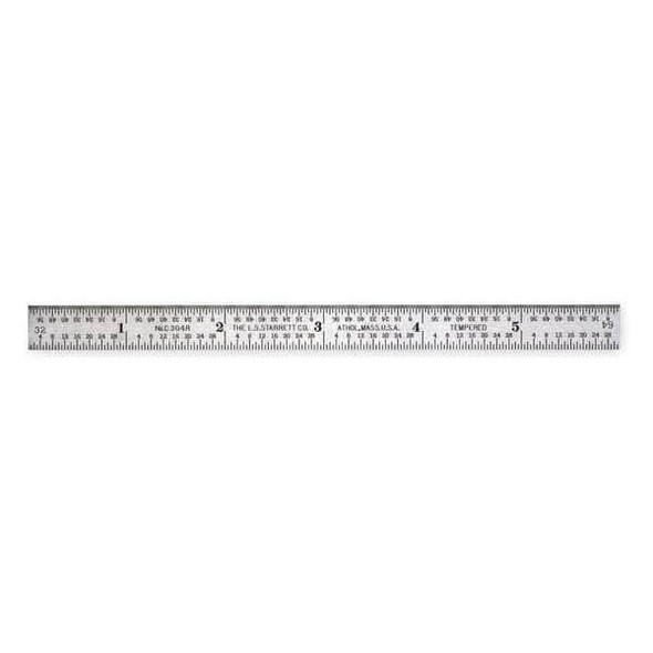 Starrett Steel Rule,Spring Tempered,18 In,4R Grad C604R-18