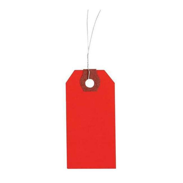 1-3/8" x 2-3/4" Red Paper Wire Tag, Includes 12" Wire, Pk1000