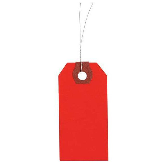 1-3/8" x 2-3/4" Red Paper Wire Tag, Includes 12" Wire, Pk1000