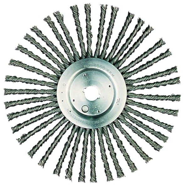 Cable Twist Wire Wheels, 12 in D x 3/8 in W, .035 in Steel Wire, 52 Knots