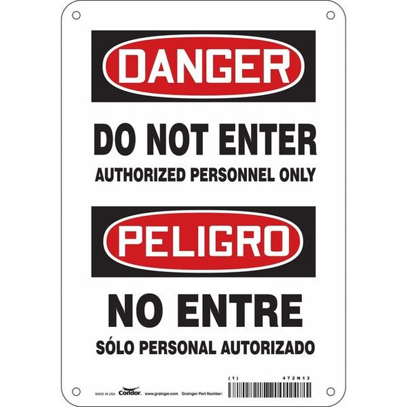 Condor Safety Sign,10 inx7 in,Polyethylene 472N13