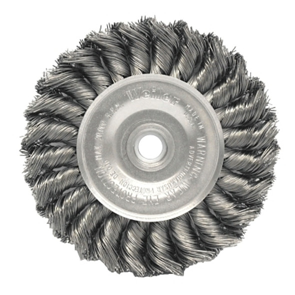 Standard Twist Knot Wire Wheel, 4 in dia x 1/2 in W Face, 0.014 in Steel Wire, 20000 RPM