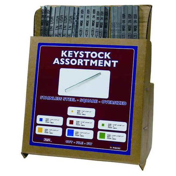 Oversized Key Stock Assortment, Square End, 18-8 Stainless Steel