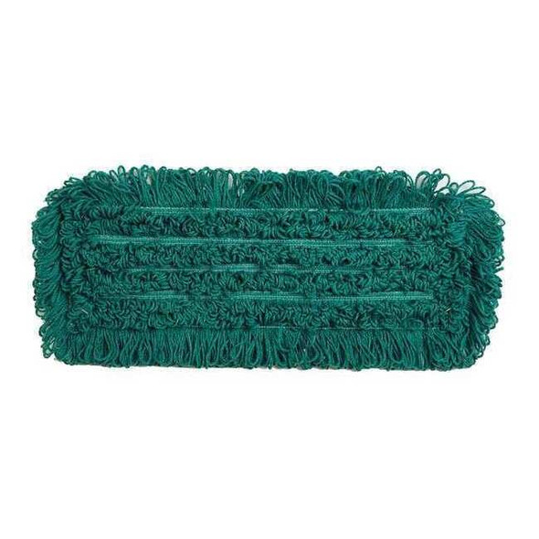 36 in L Dust Mop, Slide On Connection, Looped-End, Green, Microfiber, 6PVU7