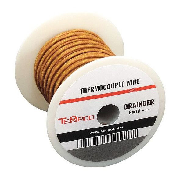 Tempco ThermocoupleWire,TypeJ,24AWG,Brown,100ft TCWR-1014