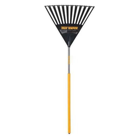 25-3/4 in Polypropylene Clog Free Leaf Rake, 11 Tines, 48 in L Wood Handle