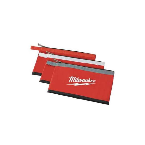 Milwaukee Tool Canvas Zipper Pouches, Red, 3-Pack 48-22-8193