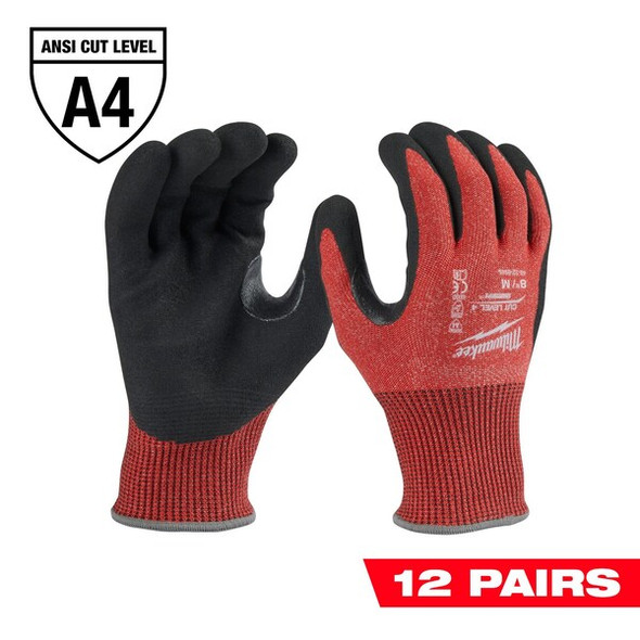 Cut-Resistant Coated Gloves, Cut Level A4 ,Dipped ,Nitrile ,Sandy ,M 12 PK