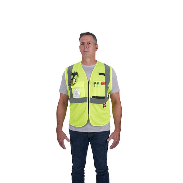 Milwaukee Tool Class 2 High Visibility Yellow Mesh Safety Vest - 2X-Large/3X-Large 48-73-5113