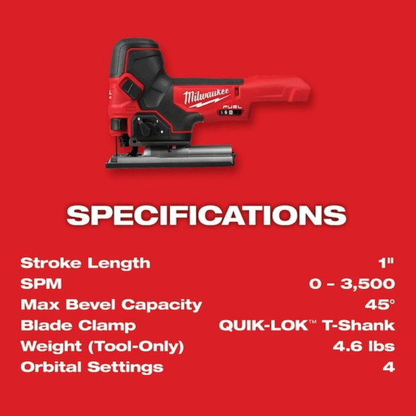 Milwaukee Tool M18 FUEL Barrel Grip Jig Saw (Tool Only) 2737B-20