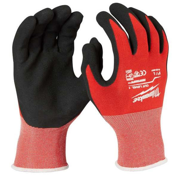Coated Gloves, Nitrile, Sandy, Palm, Not Rated Abrasion Level, Red, 2XL 12 PK