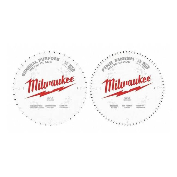 Circular Saw Two-Pack Wood Cutting Blades 12" 44T + 80T