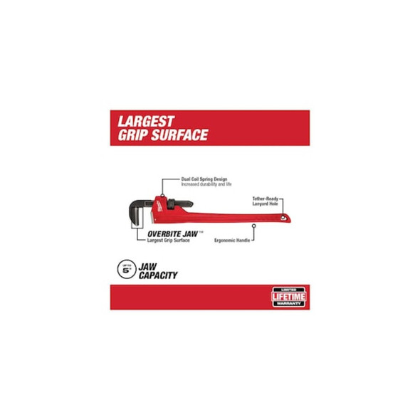 Milwaukee Tool 36 in L 5 in Cap. Cast Iron Straight Pipe Wrench 48-22-7136