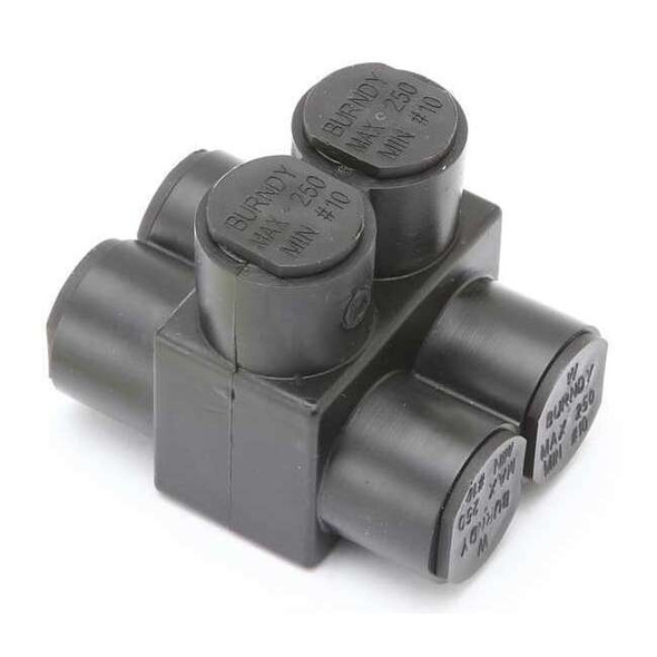 Burndy MultitapConnector,Alum,Blk,Hex,2Port 1PLD2502