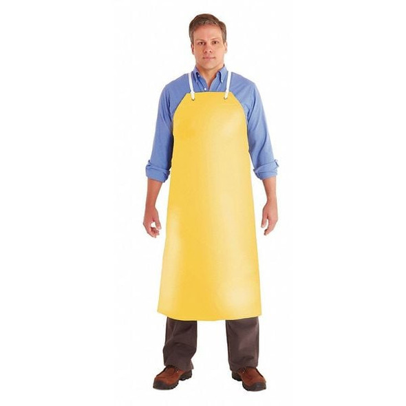 AlphaTec Bib Apron, Nitrile, 19 mil Thick, Shin Length, Loop Strap Neck Closure, Waist Tie, Yellow