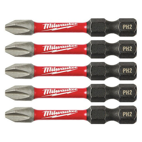 SHOCKWAVE 2 in Phillips No. 2 Impact Duty Power Bit, 5-Piece Pack