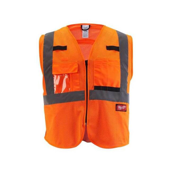 Class 2 High Visibility Orange Mesh Safety Vest - 4X-Large/5X-Large