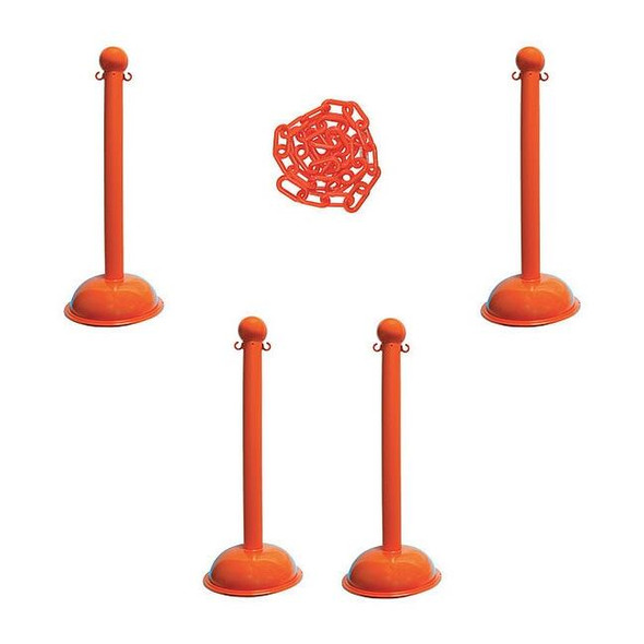 Barrier Post Kit, Safety Orange, 41 in Post Height, Gloss