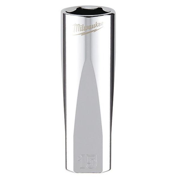 3/8 in. Drive 15mm Metric 6-Point Deep Socket with FOUR FLAT Sides
