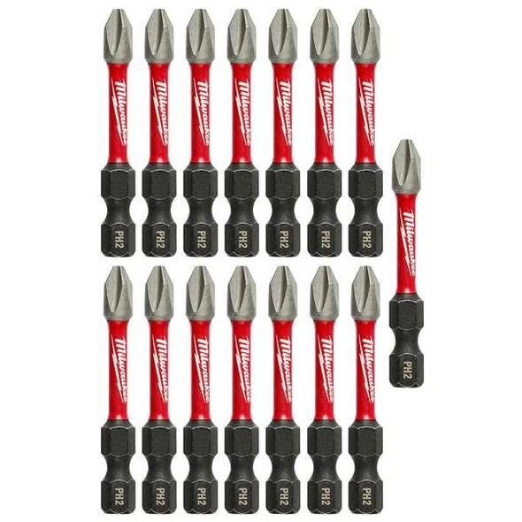 SHOCKWAVE 2 in Phillips No. 2 Impact Duty Power Bit, 15-Piece Pack