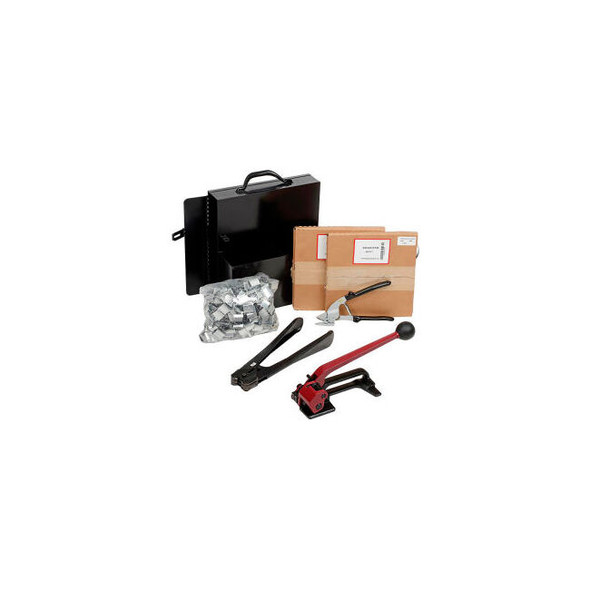 Pac Strapping Steel Kit w/ Tensioner/Sealer/Cutter/Case & Two 1/2"" Strap Width