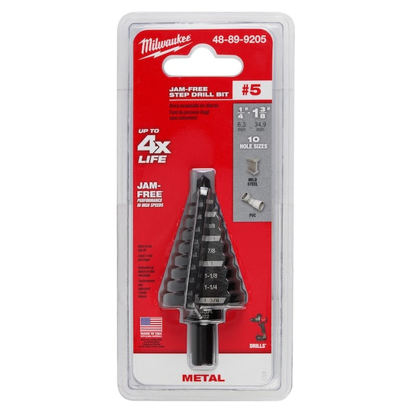 Milwaukee Tool Step Cone Drill,1/4in to 1.375in,HSS 48-89-9205