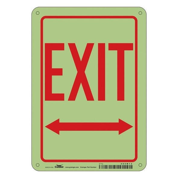 Condor Exit Sign, Plastic, 7" W, 10" H, Exit, White 480M12