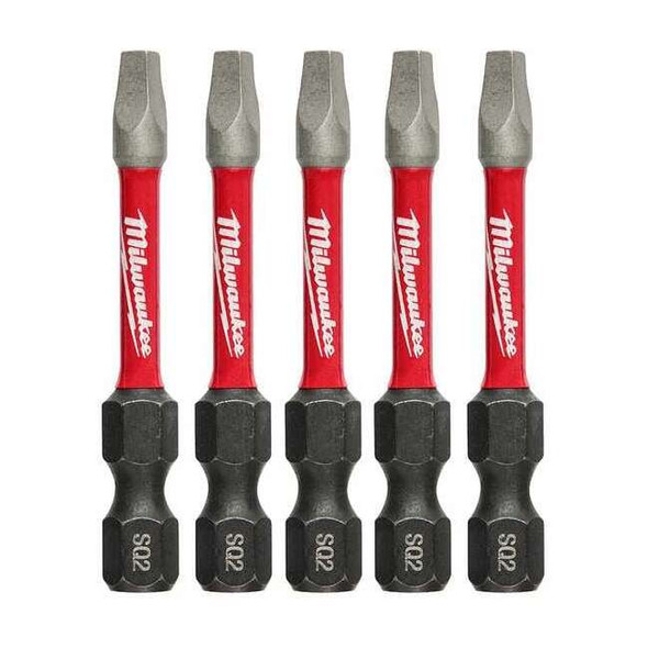 SHOCKWAVE 2" Impact Square Recess No. 2 Power Bits (5 PK)