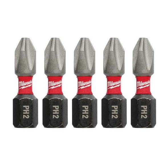 SHOCKWAVE 1 in Phillips No. 2 Impact Duty Power Bit, 5 PK