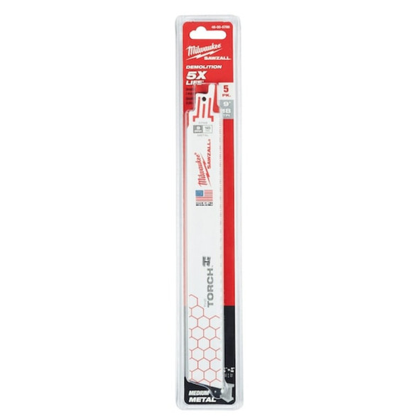 Milwaukee Tool 9" 18 TPI The Torch SAWZALL Blades (5 Pk) 48-00-5788